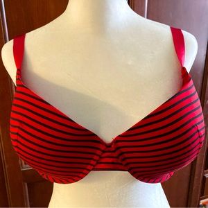 Red and Black Striped Padded Push-Up Bra 40C — channel your inner pirate!